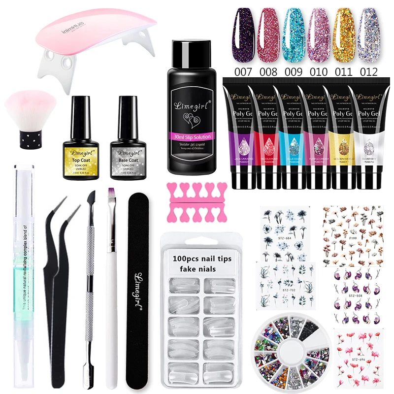 Manicure Set Poly Nail Quick Building Gel Clear Soak Off Polish With UV LED Lamp Kit Professional | Красота и здоровье