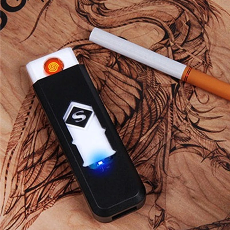 EDC перезаряжаемая зажигалка с USB зарядкой ветрозащитная беспламенная