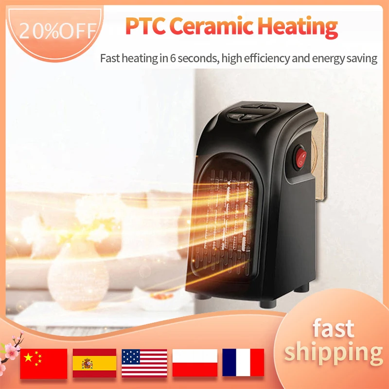 

Space Heater 400W Electric Heaters Indoor Heater Portable With Thermostat PTC Fast Heating Ceramic Room Small Space For Bedroom