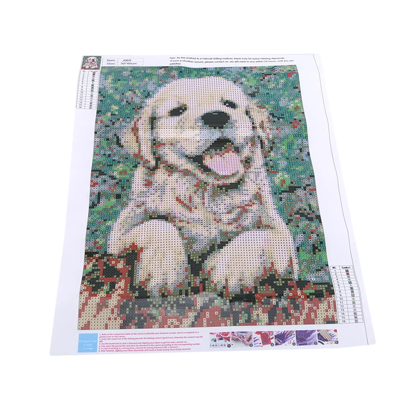 Изображение полного бриллианта милый щенок алмазная живопись 5D Вышивка крестом