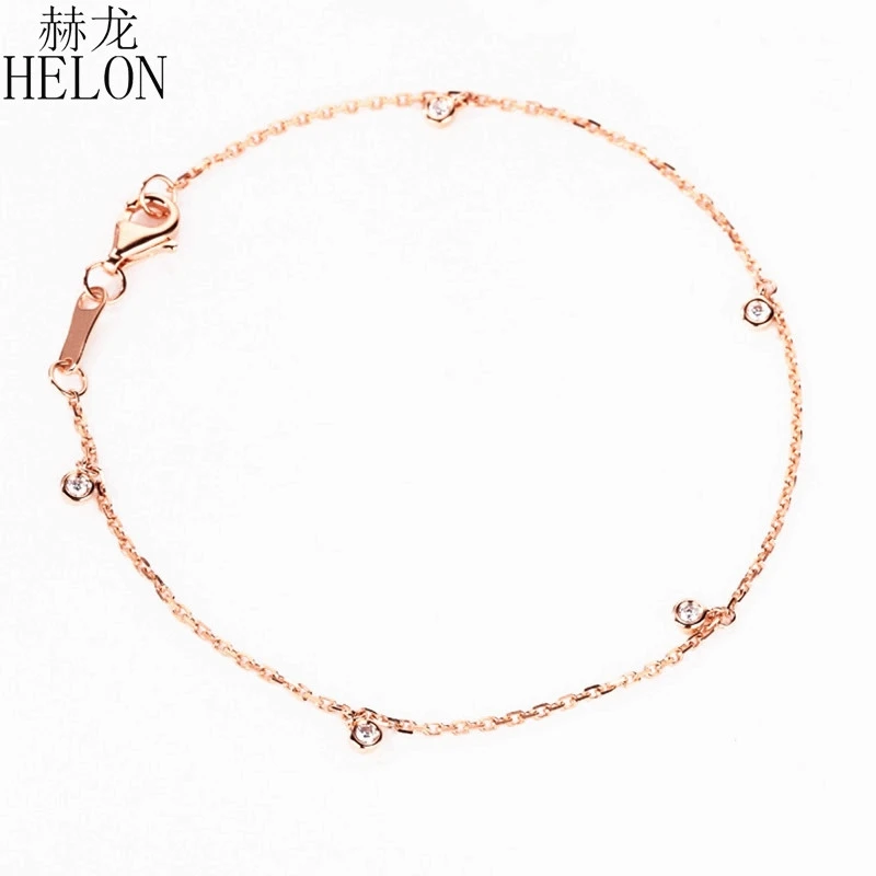 

Женский браслет из 18-каратного розового золота, обручальное кольцо с натуральными бриллиантами 100% карат