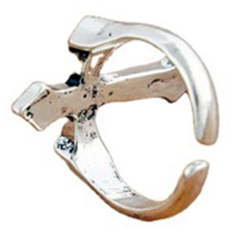 

1PC Vintage Fashion Creative Black Big Cross Open Ring For Women Party Jewelry Men Trendy Gothic Metal Color Finger Ring