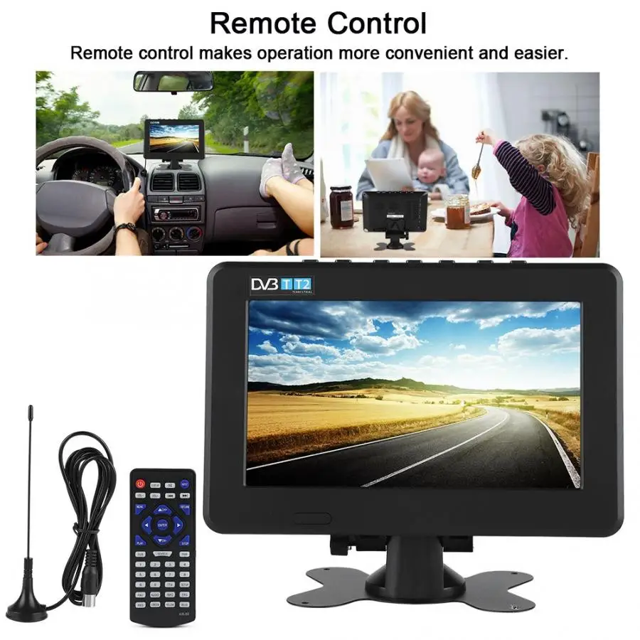 Smart Car tv 10 дюймов DVB-T-T2 16:9 HD 1080P цифровой аналоговый портативный телевизор цветной телевизионный плеер для дома автомобиля для ЕС разъем