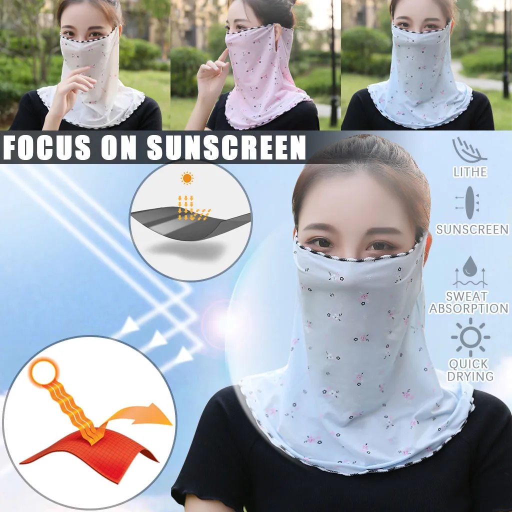 Шифоновый Велосипедный Чехол для лица женский шарф с принтом и защитой от солнца