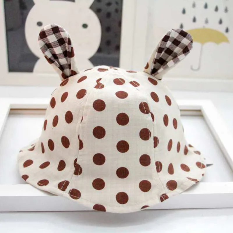 

Children Cute Sun Hat Polka Dot Baby Hat Girl Boy Sun Fisherman Hat With Ears Spring Summer Newborn Photography Road Bucket Cap