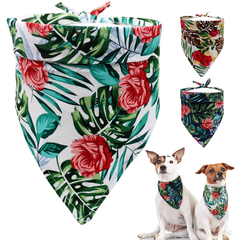 

Fashion Dog Bandana Ins Style Floral Dog Bibs Head Scarf Flower Print Dogs Neckerchief Pet Accessories for Medium Large Big Dog