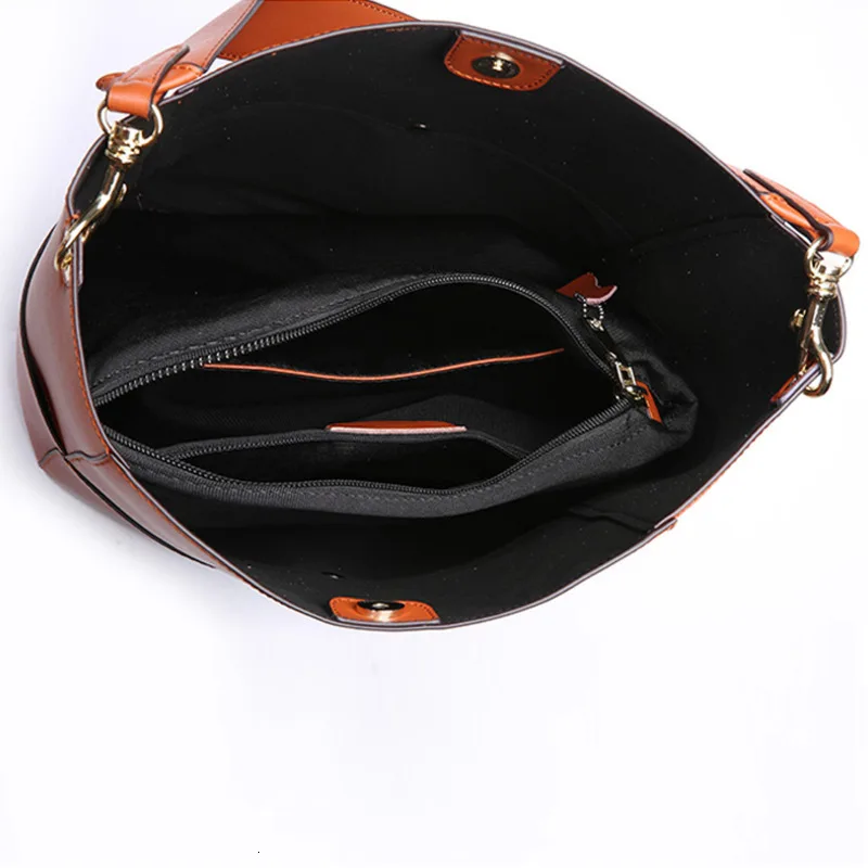 Роскошные кожаные сумки женские дизайнерская сумка вместительная ведро модная