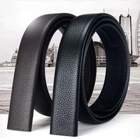 black leather belt 2022 new mens no buckle simple design soft pu youth all match automatic buckle split headless leather belt