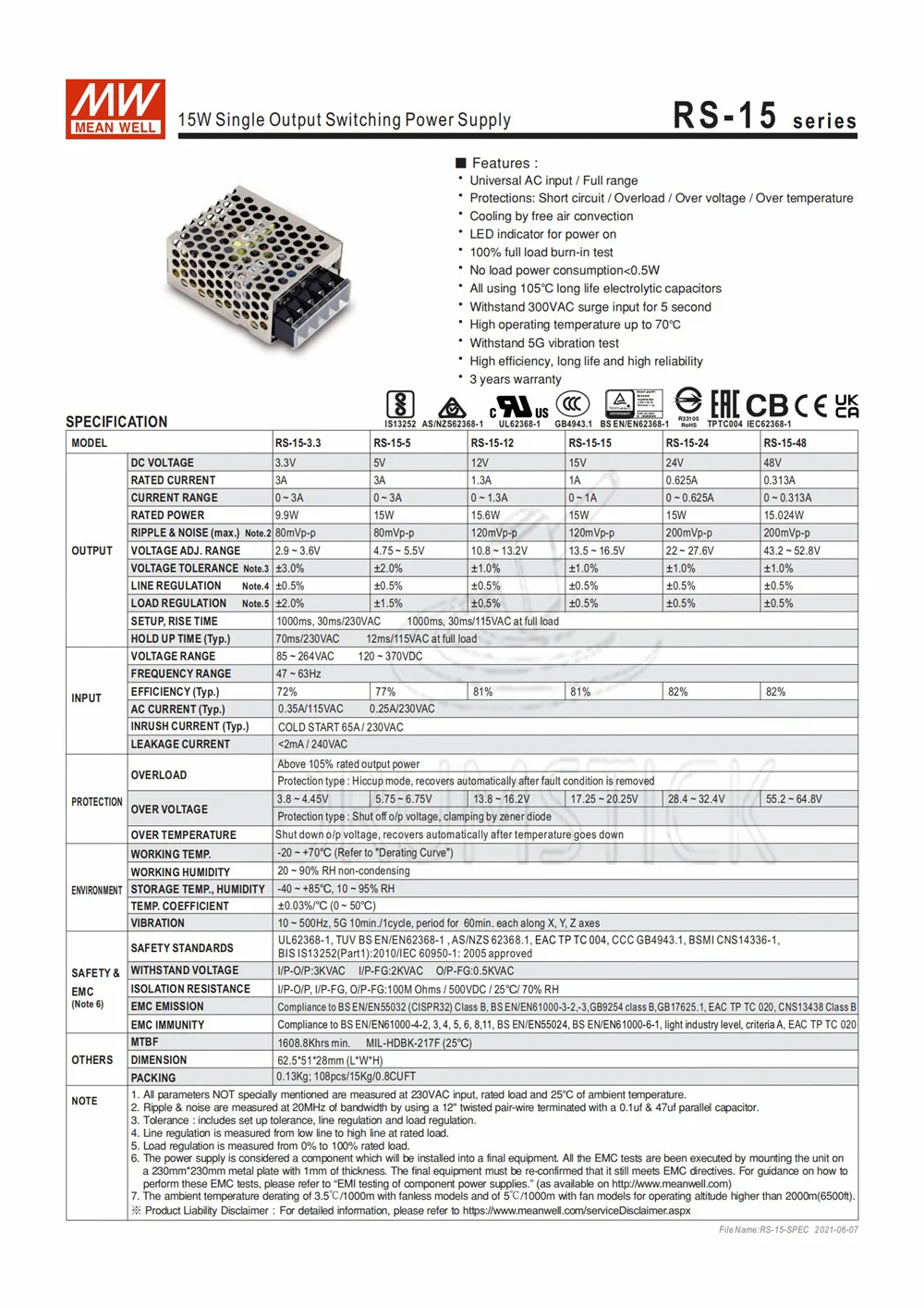 Специальные предложения MEAN WELL RS-15-12 12V 1.3A meanwell RS-15 15 6 W одиночный выход импульсный