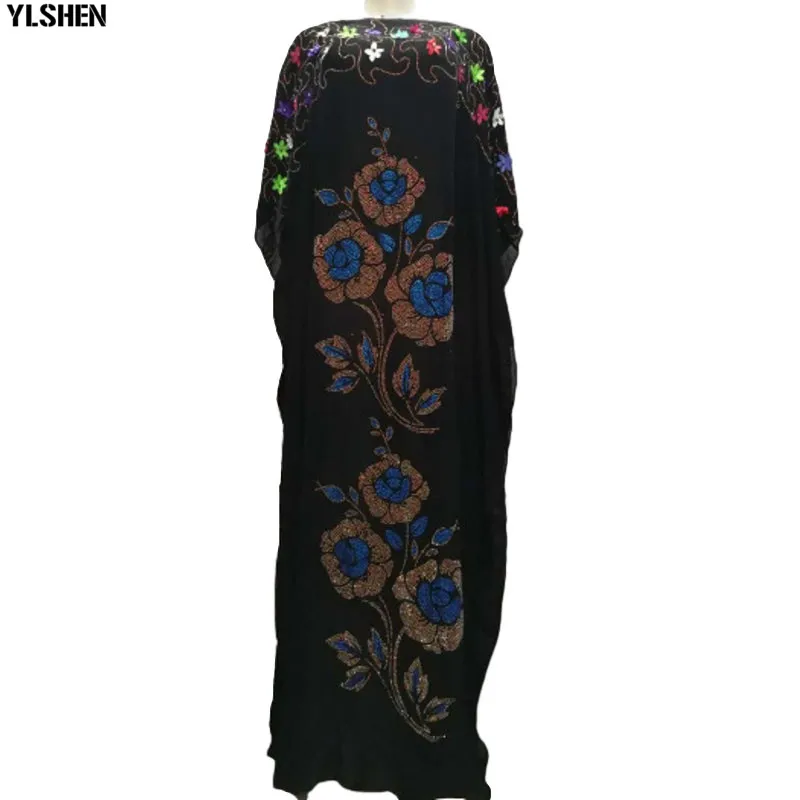 

African Dresses for Women Plus Size Dashiki Diamond Stereo Flower Muslim Dress African Clothes Abaya Dubai Robe Africaine Femme