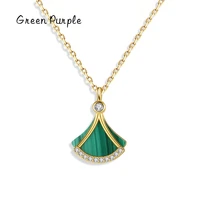 green purple real s925 silver natural malachite elegant necklace for women small skirt pendant choker colar fine jewelry gifts