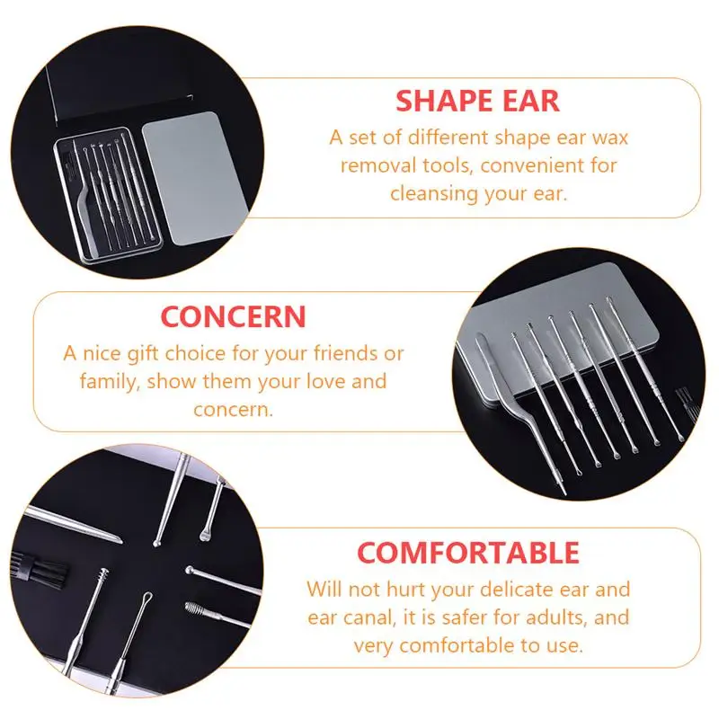 

7Pcs/set Ear Wax Pickers Stainless Steel Earpick Wax Remover Curette Ear Pick Cleaner Ear Cleaner Spoon Care Ear Clean Tool