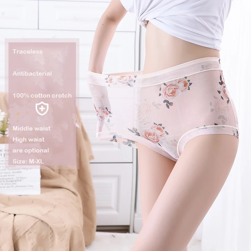 

Lace Panties Women Sexy Mesh High Waist Underwear Butt Lift Traceless Lingerie Rose Seamless Briefs Underpants Free Shipping
