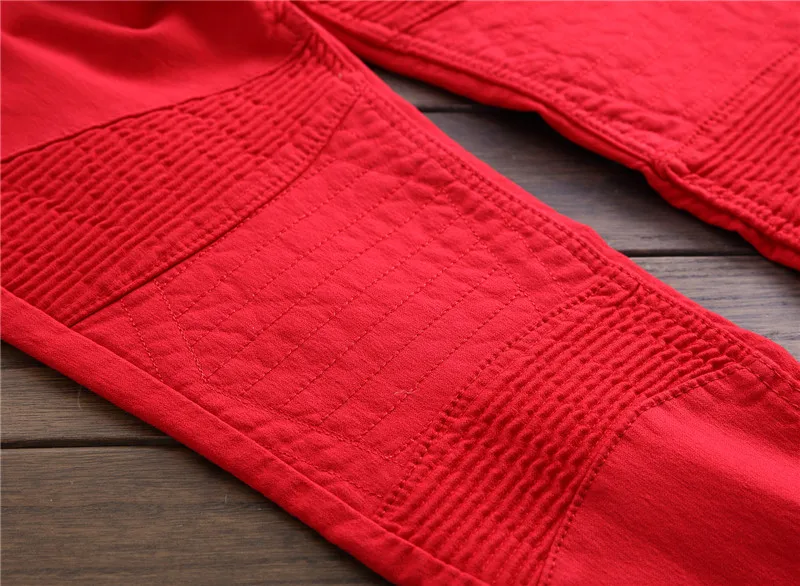 Мужские уличные эластичные тонкие плиссированные Лоскутные прямые байкерские