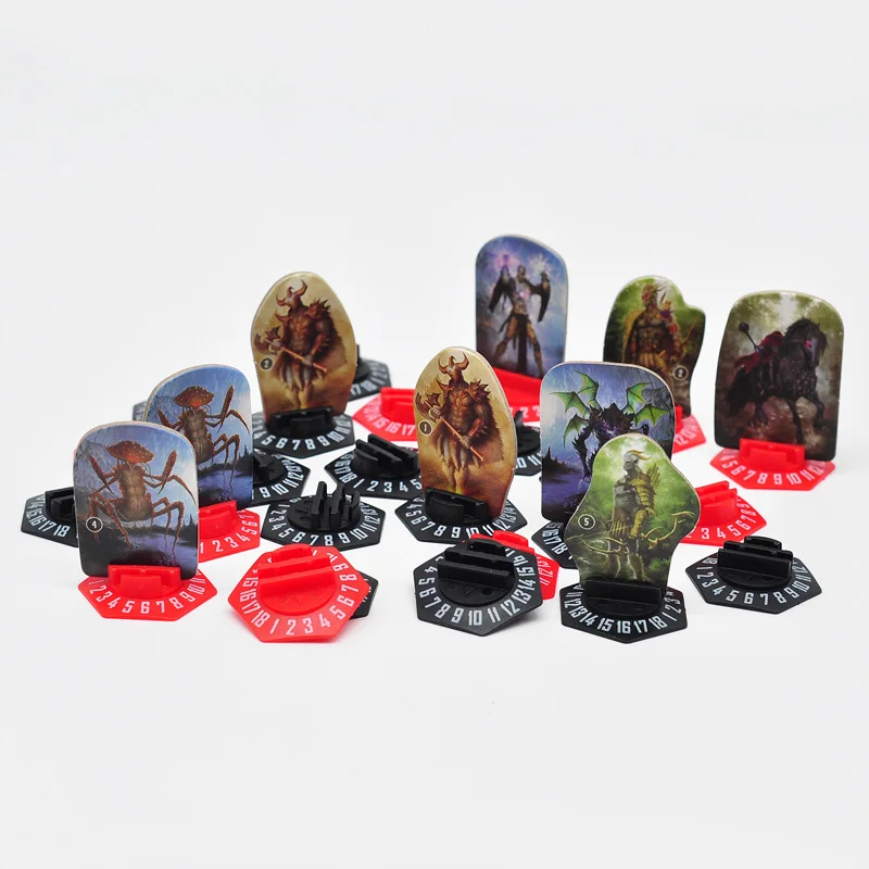 Gloomain Standee Bases paquete de 30 soporte de monstruo hexagonal impreso en 3D con rastreador de salud y ranuras de fichas de Estado-0