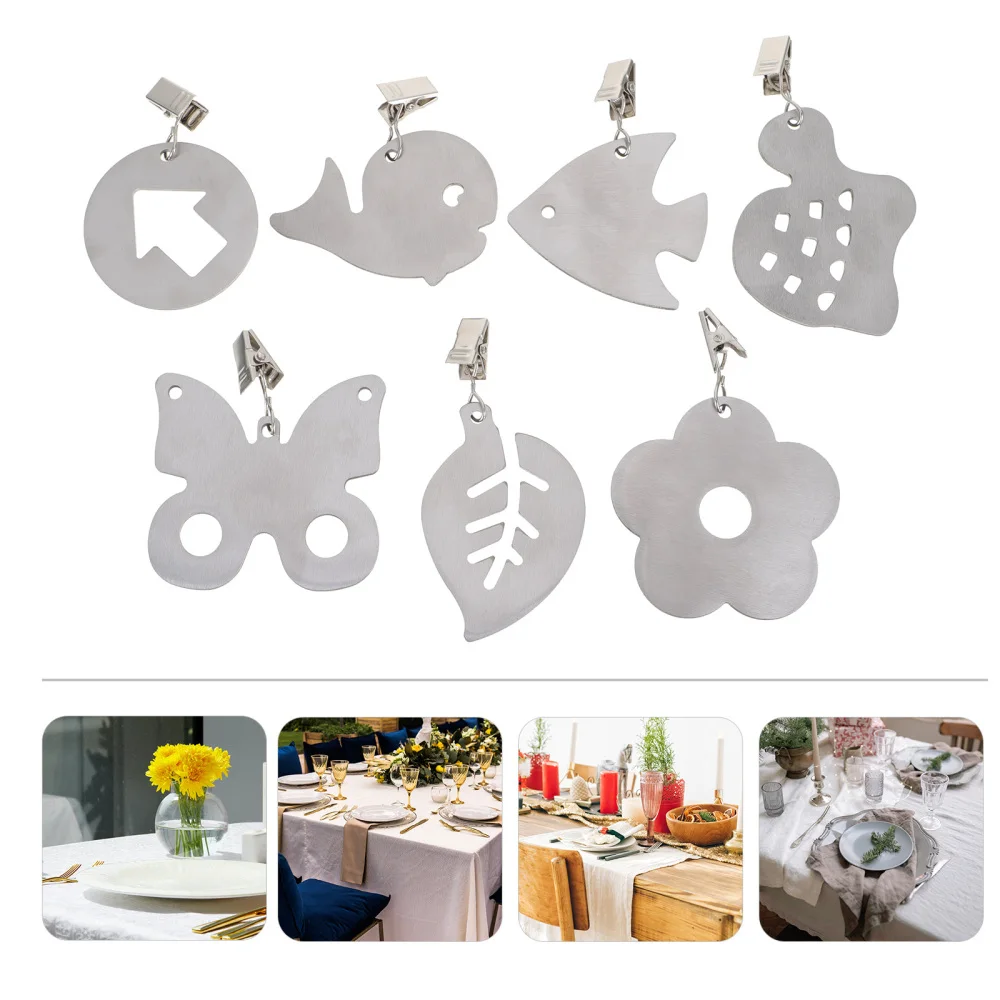 

7pcs Windproof Table Skirt Clips Stainless Steel Table Weights Hangers