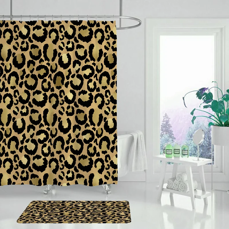 Зеленые тропические растения и листья коврик для ванной занавески душа мягкий 3