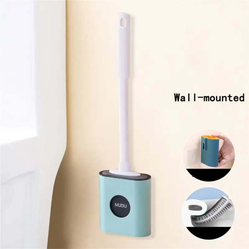 

Silicone Toilet Brush WC Cleaner Toilet Brush With Holder Flat Head Flexible Soft Bristles Brush Bathroom Accessory Gap Cleaning