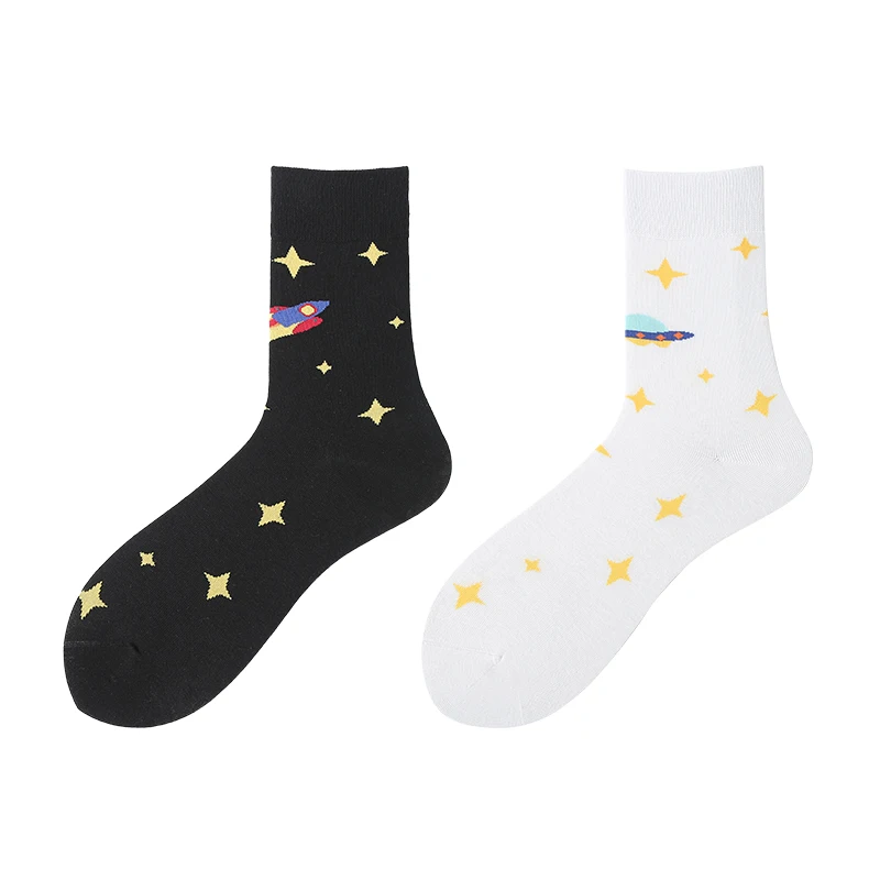 

Men Fashion Pattern Art Collection Combed Cotton Dress Socks High Quality Street Skating Seamless Comfortable Stockings