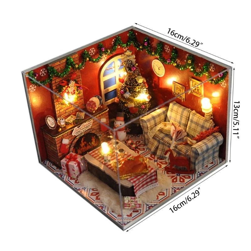 

Dollhouse Miniature with Furniture, DIY Wooden Dollhouse Kit Plus Dust Proof , 1:24 Tiny House Building Kit(Merry Christmas.