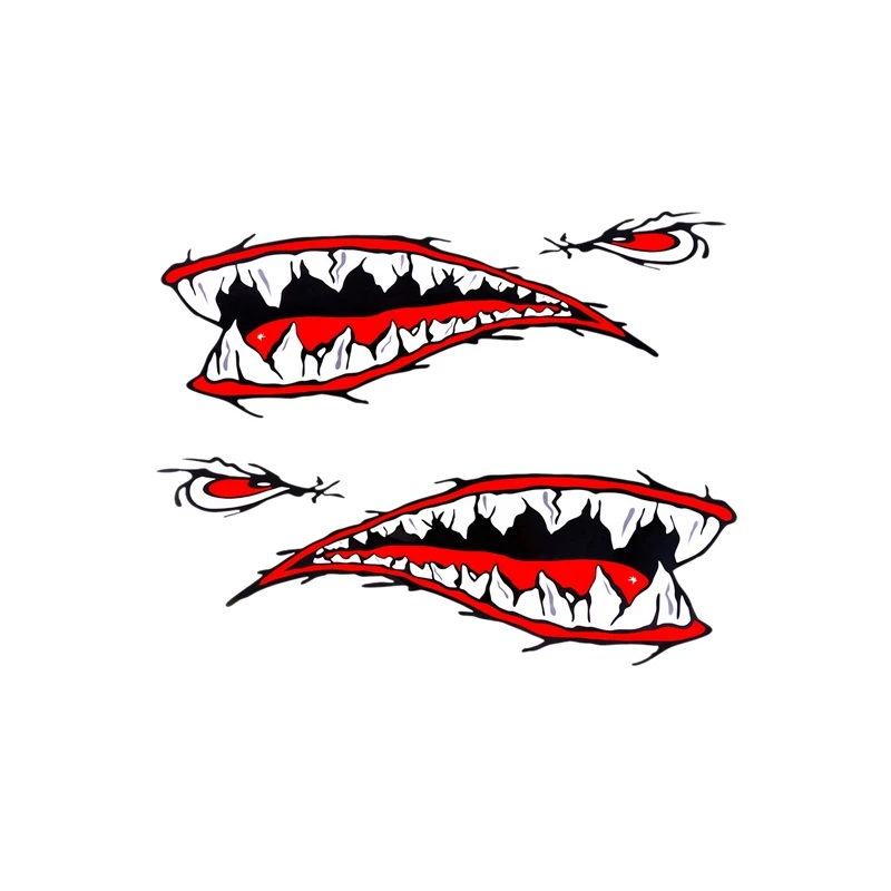 

2PCS Waterproof Vinyl Decal Shark Teeth for Kayak Boat Car Truck Sticker DIY Funny Rowing Sticker