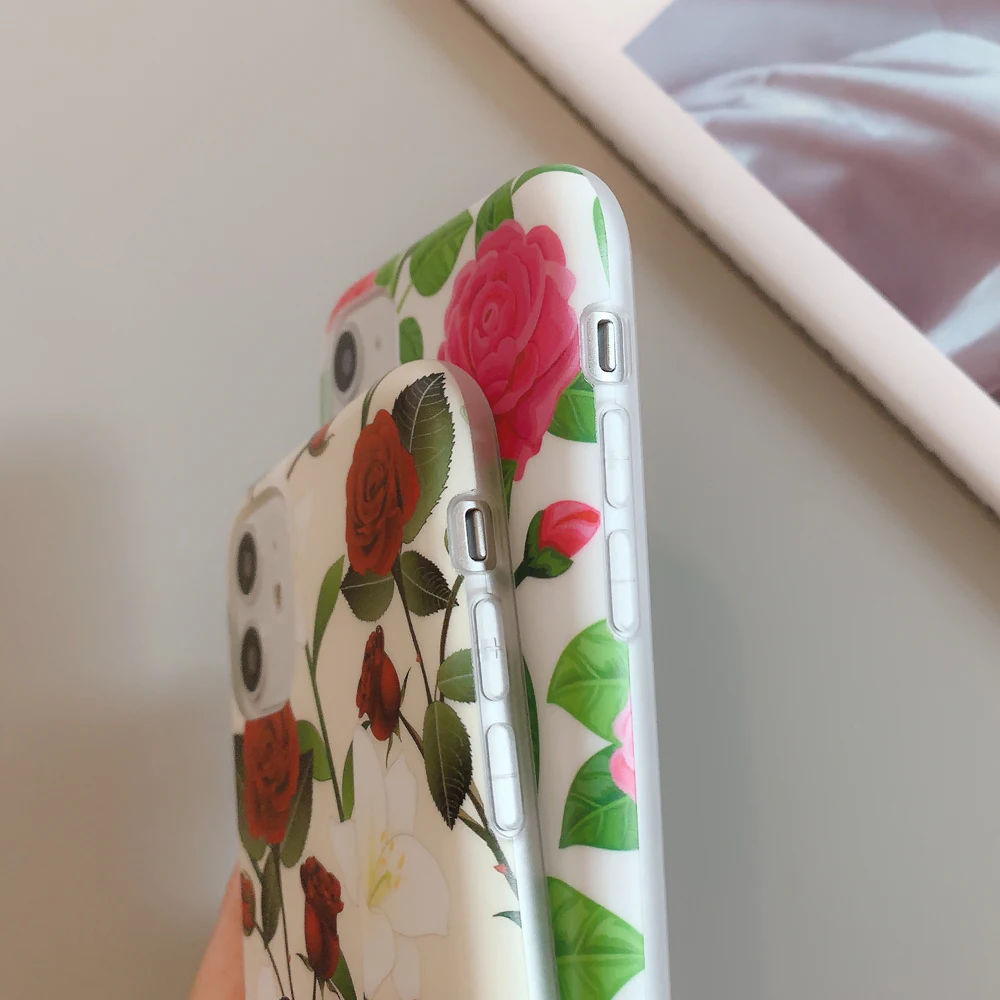 LOVECOM Vintage Flowers &amp Banana Leaf Phone Case For iPhone 11 Pro Max XR XS 6 6S 7 8 Plus X Soft IMD Back Cover Coque | Мобильные