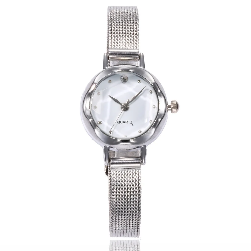 Модные простые наручные часы для женщин Стильные кварцевые золотые серебряные