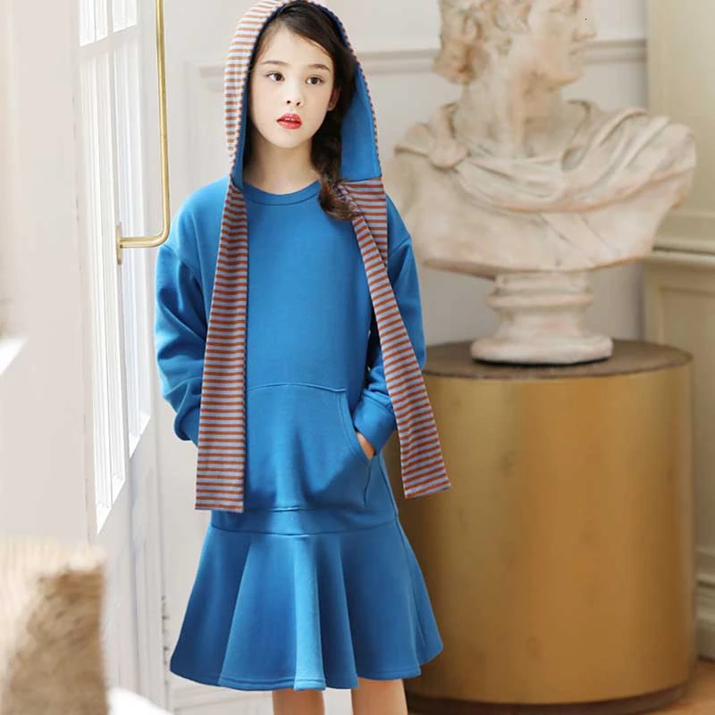 Вельветовое рождественское платье теплые платья для девочек-подростков 2019 г.