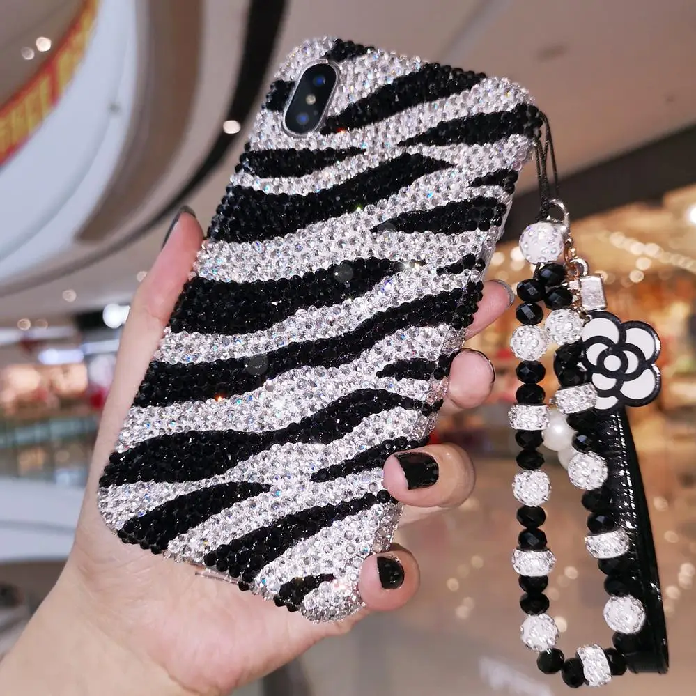

For Samsung Galaxy Note 20 Ultra Luxury Leopard Zebra Stripe Bling Crystal Diamond Case Cover