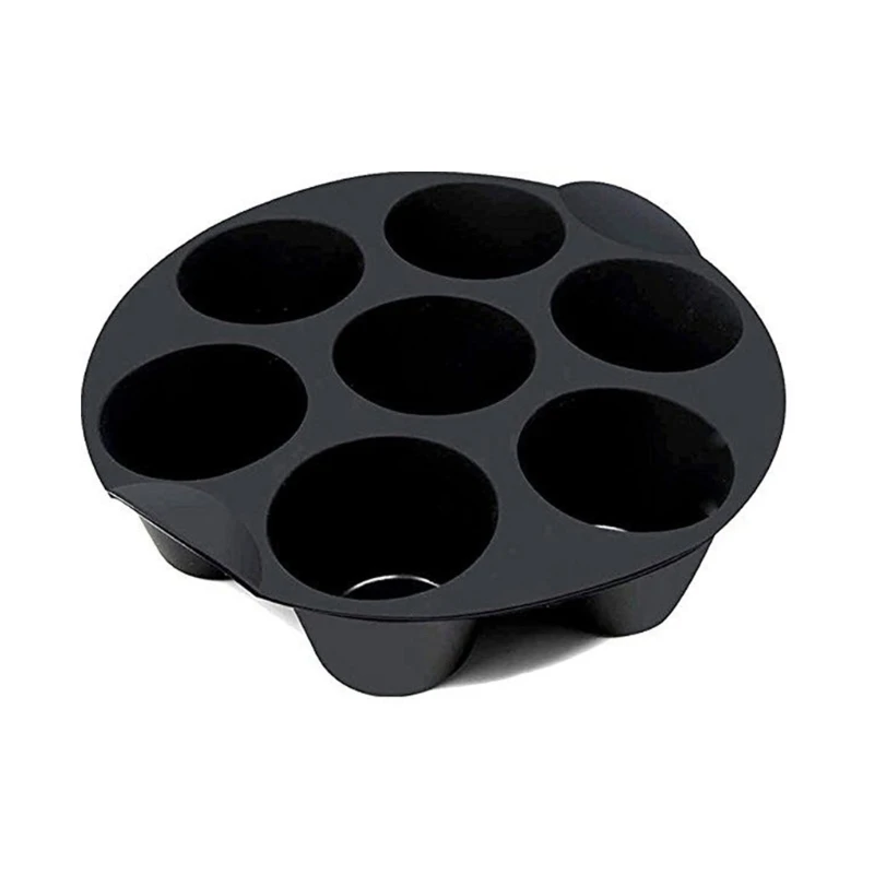 

High Quality 7 Gird Round Cake Baking Trays Non-stick Silicone Air Fryer Accessories Home Kitchen Cooking Appliance Parts X37C