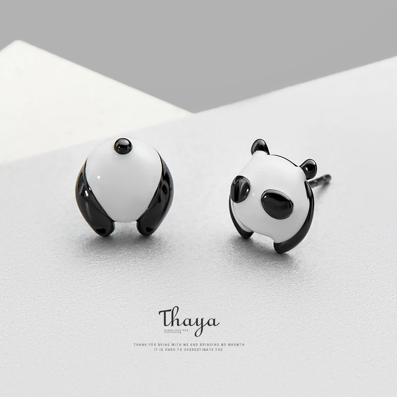 Thaya Lucky Cute Panda серьги-клипс Серебро 925 дизайн история ювелирных изделий для женщин элегантный подарок