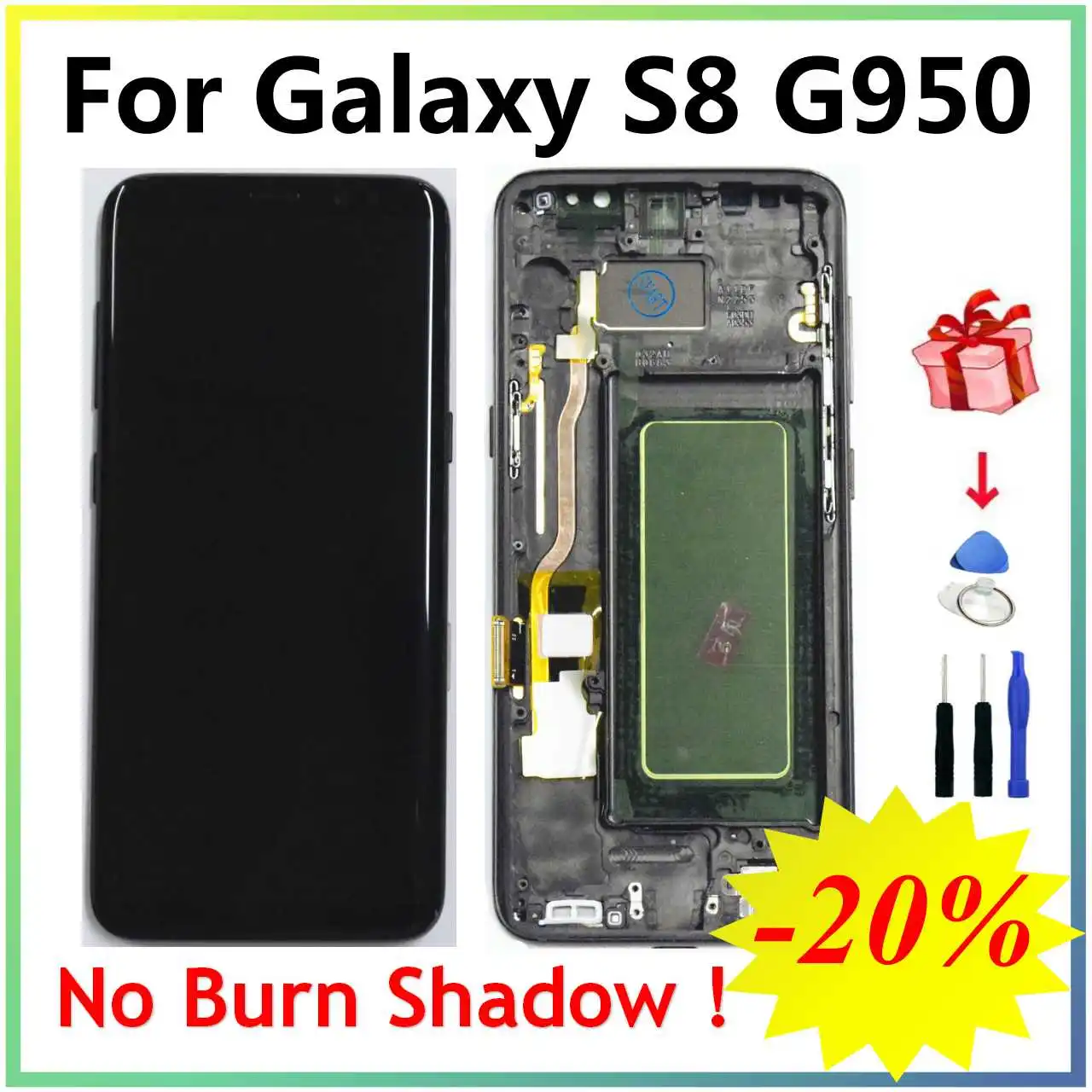 

SUPER AMOLED S8 LCD with frame for SAMSUNG Galaxy S8 G950 G950F Display S8 Plus G955 G955F Touch Screen Digitizer