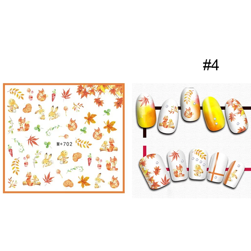 Красочные переводные наклейки цветы кленовые листья для ногтей смешанные узоры