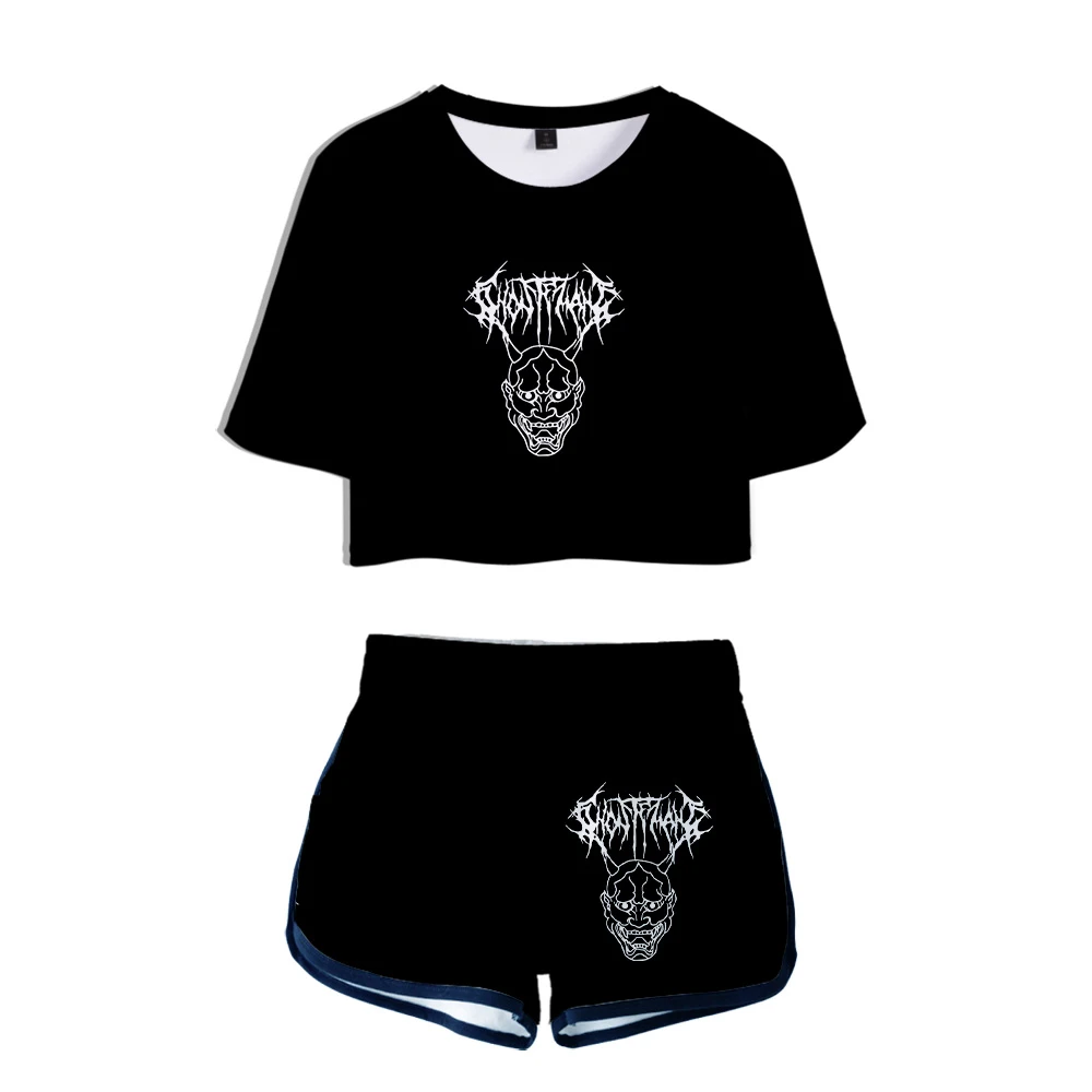 

Комплект одежды из двух предметов с 3D-принтом, футболка и шорты для девушек