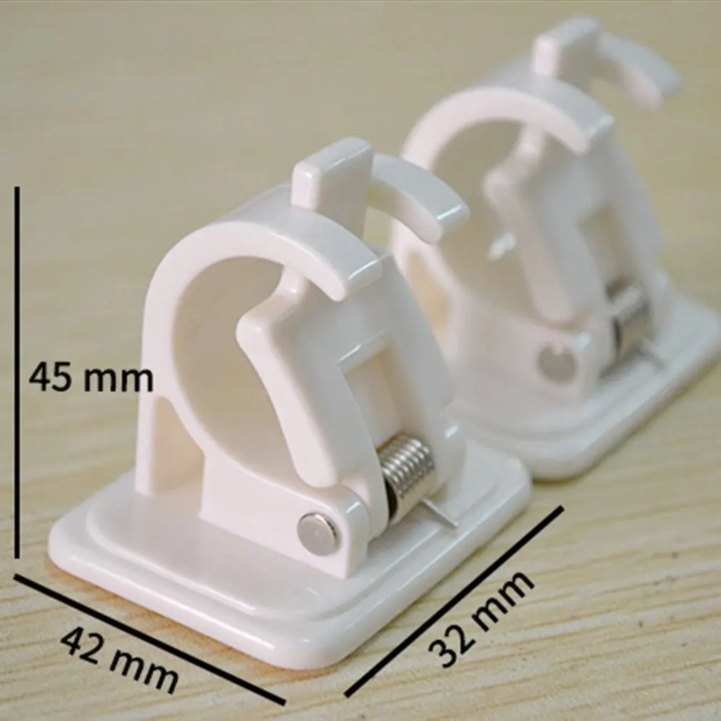 

2Pcs Hanging Rod End Hanging Clips Adhesive Wall Hanging Curtain Hanging Rod Clip Hook Suction Box Bathroom Organizer Wall Shelf