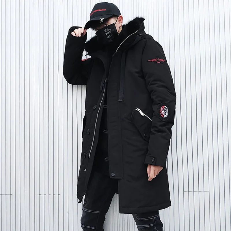 April MOMO Fashion Winter New Fur Jacket Men Warm Coat Fashion Casual Parka Medium-Long Thicken Cotton Coats Hip Hop Jacket