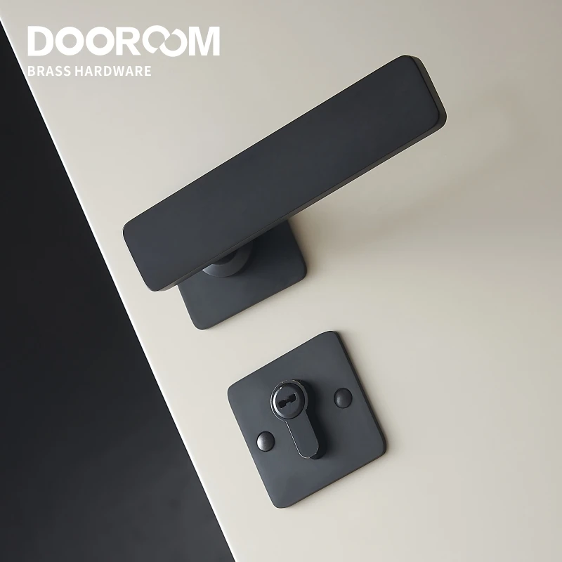Дверной рычаг из латуни Dooroom ультратонкий бесшумный современный черный золотой