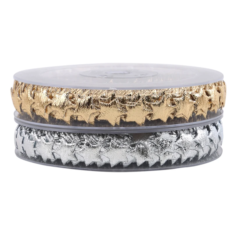 15 м/лот Золотая Серебряная Звезда блестящие металлические ленты для рождества