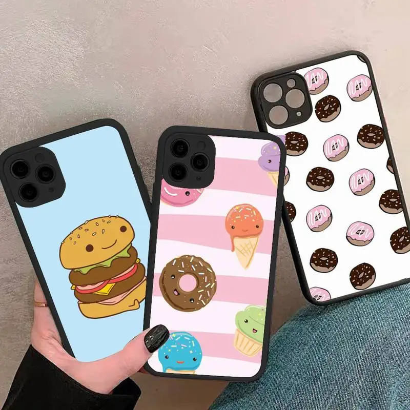 

Cartoon cute food donut Phone Case For iphone 12 11 8 7 plus mini x xs xr pro max matte transparent cover