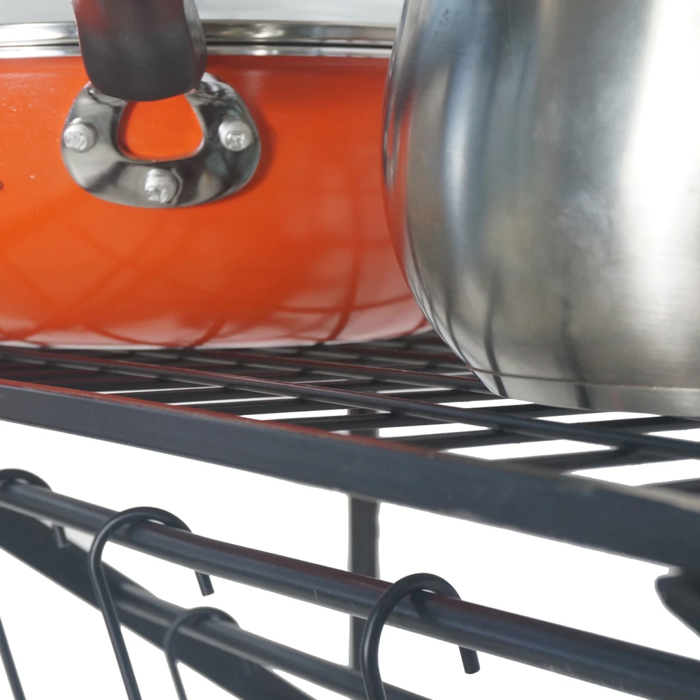 

Кухонный настенный стеллаж для кастрюль и сковородок с 10 крючками (черный)