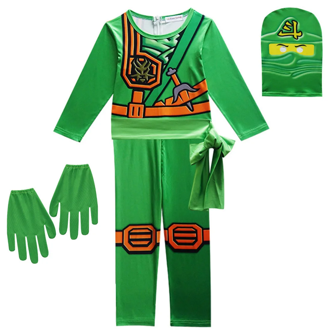Green-3pcs Новинка; Костюм Ниндзяго; костюм для маленьких мальчиков; костюм для мальчиков из спандекса; карнавальные вечерние костюмы на Хэллоуин; маскарадные костюмы для девочек; нарядная одежда ниндзя - Цвет: Green-3pcs
