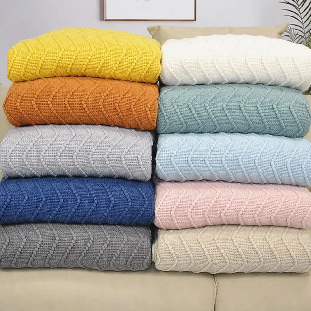 

Nordic Solid Color Knitted Throw Thread Blanket on the Bed Sofa Office Travel Nap Blankets Soft Towel Home Decor