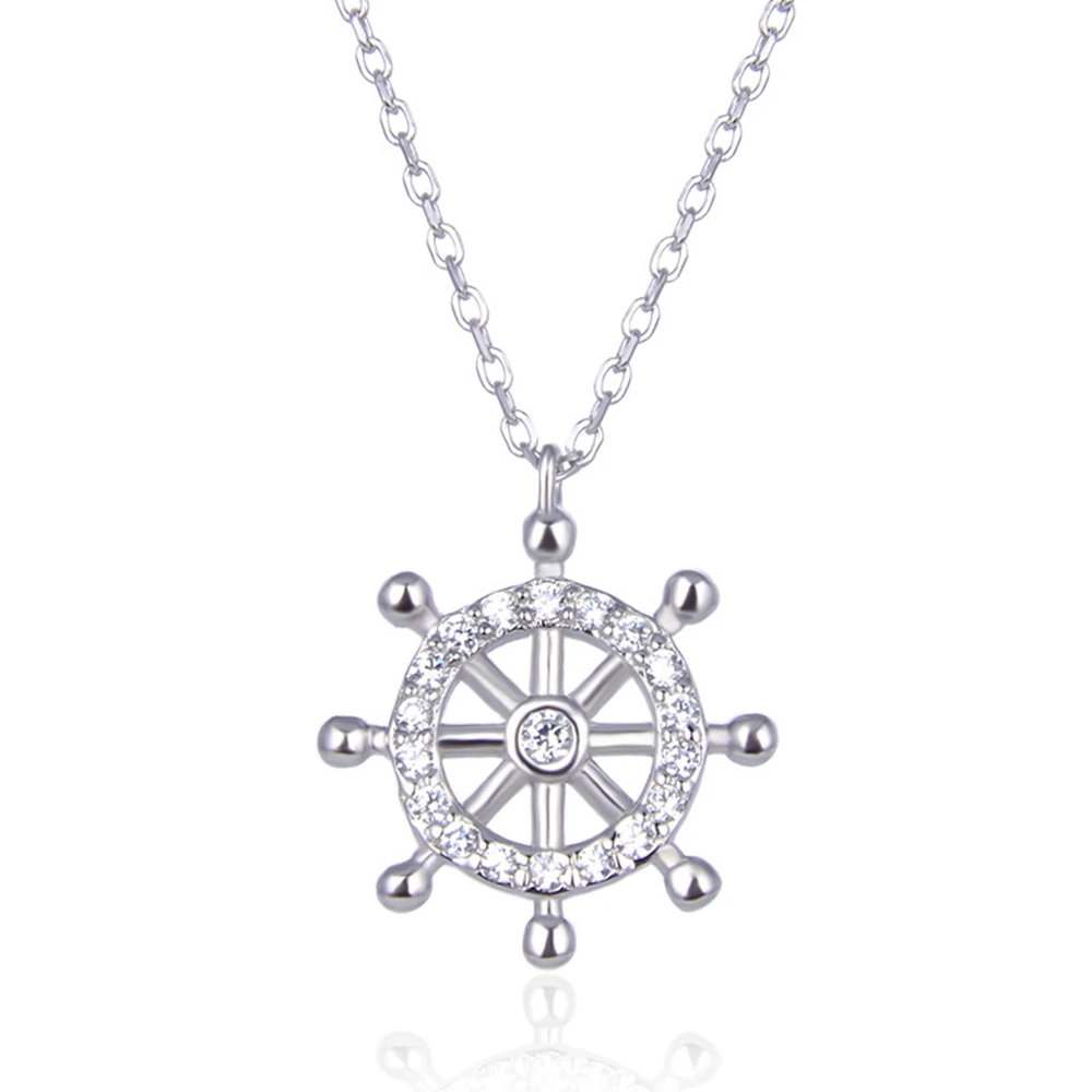 

Креативное модное серебряное ожерелье S925 из чистого серебра с бриллиантом цирконием с лодкой рулем до ключиц ювелирные изделия с покрытием из розового золота