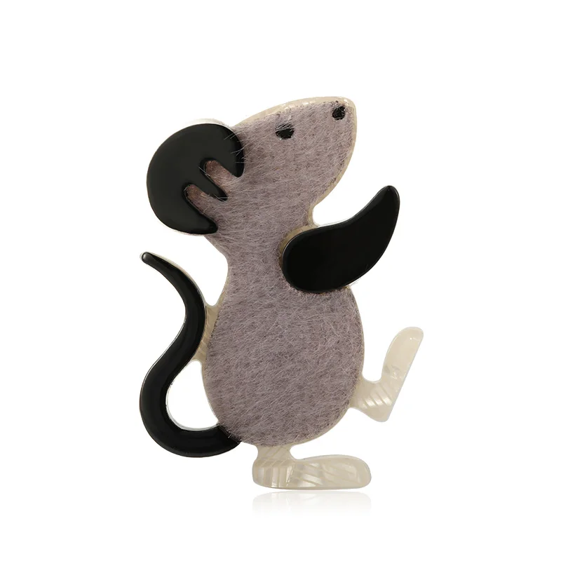 Mouse Funmor Kawaii Броши с изображением мыши из искусственной кожи акриловые булавки для женщин, Детские вечерние аксессуары, свитера, куртки, украшения - Окраска металла: Mouse