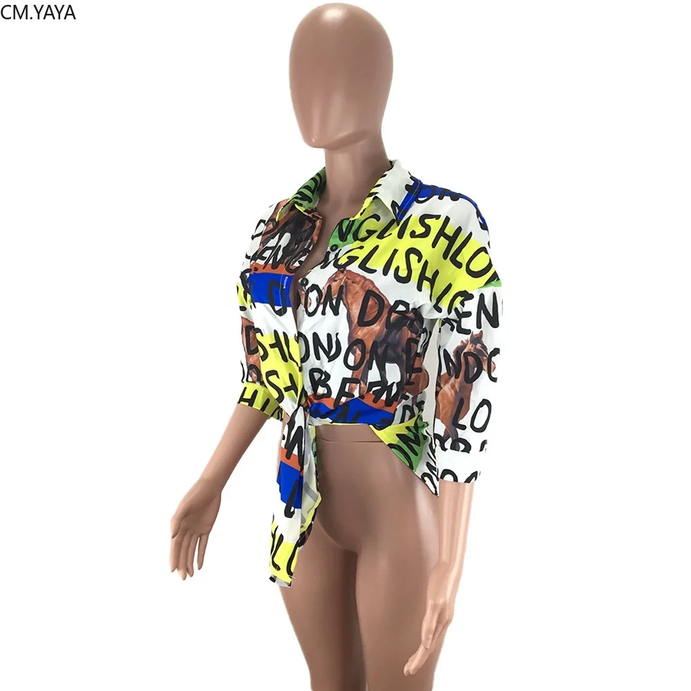 2019 новые женские осенние Рубашки с длинным рукавом и буквенным принтом модные