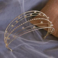 multi layer gold elegant wedding headbands tiara bridal hairbands wedding hair accessory prom hair jewelry