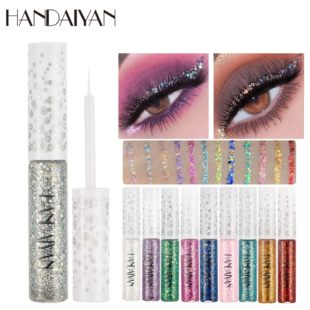 Новые блестящие Серебристые золотистые жидкая подводка для глаз карандаш тени