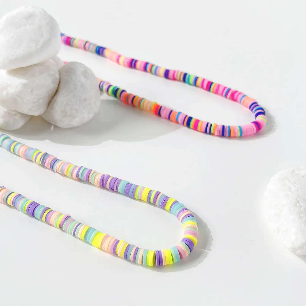 Многоцветный чокер из полимерной глины для женщин ожерелье ручной работы мягкой