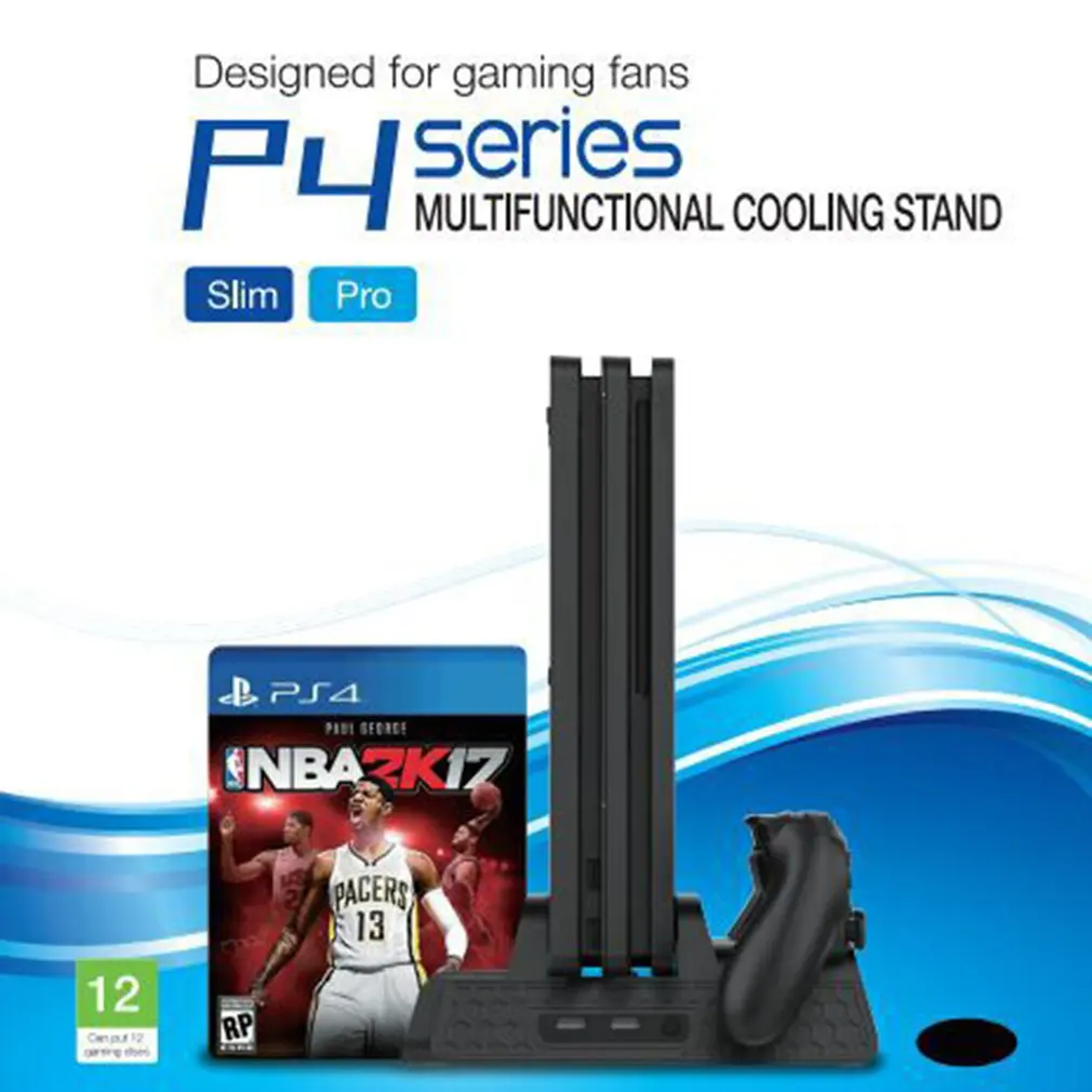 Для PS4/PS4 Slim/PS4 Pro вертикальная подставка с охлаждающим вентилятором двойной контроллер зарядное устройство зарядная станция для SONY Playstation 4 кулер