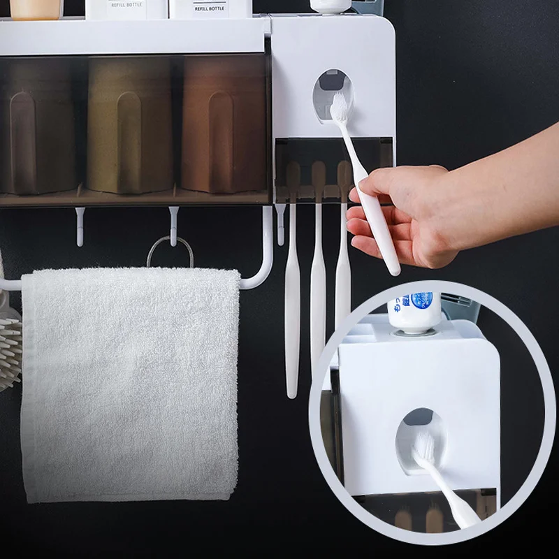 Настенный держатель для зубной щетки с чашками автоматический диспенсер пасты